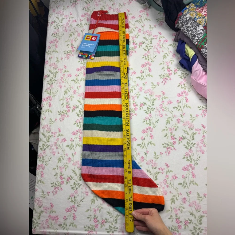 NWT XL LEGO Rainbow‎ Striped Christmas Stocking - Picture 7 of 9